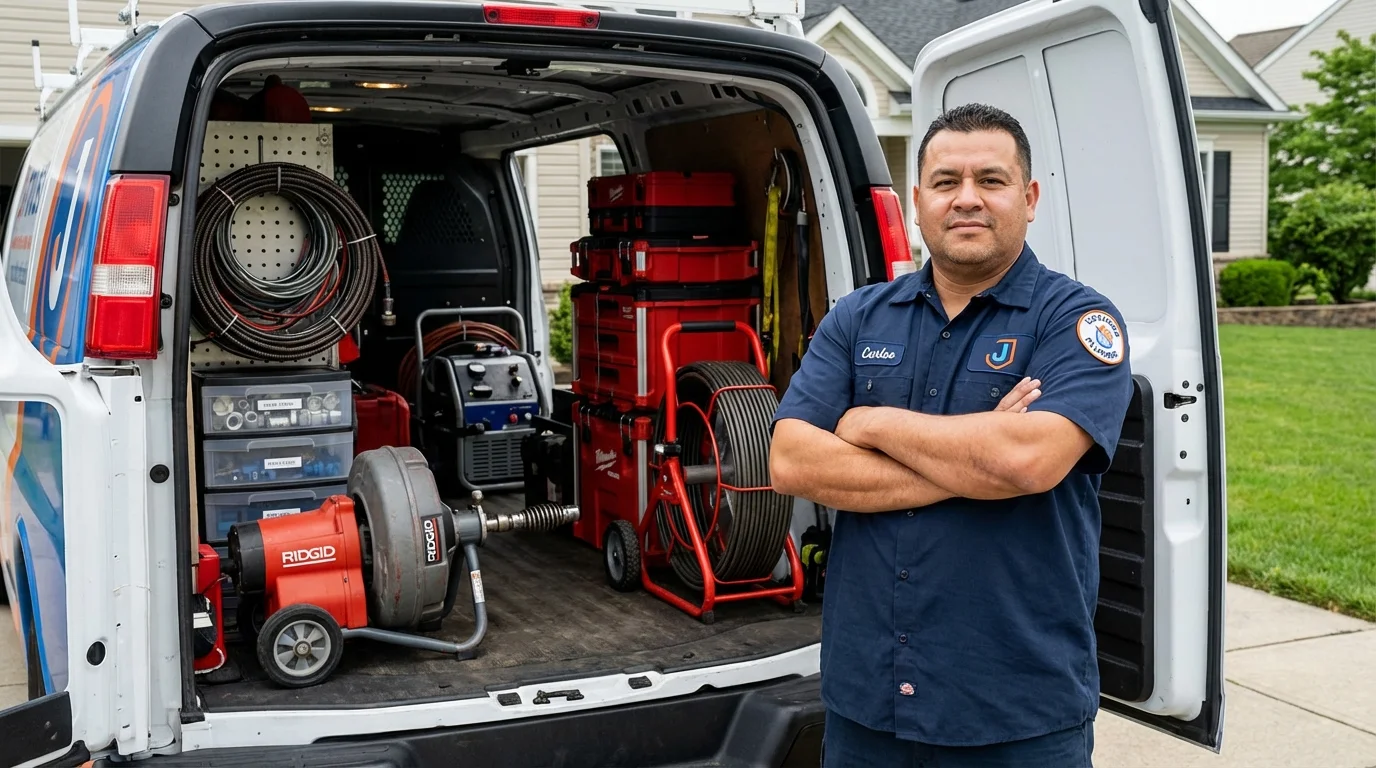 Professional drain cleaning equipment and Johns Plumbing LLC plumber in Locust