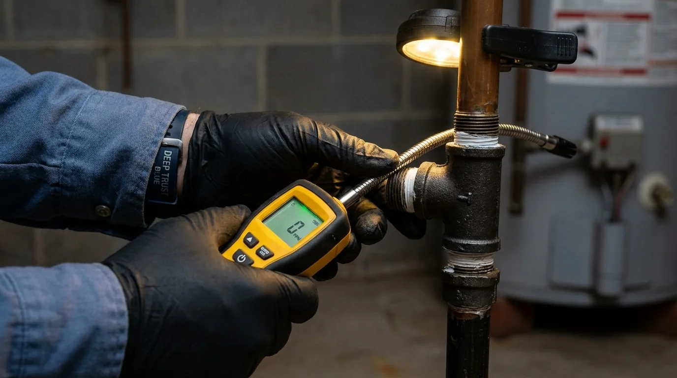 Gas leak detection with electronic sniffer by Johns Plumbing LLC in Locust